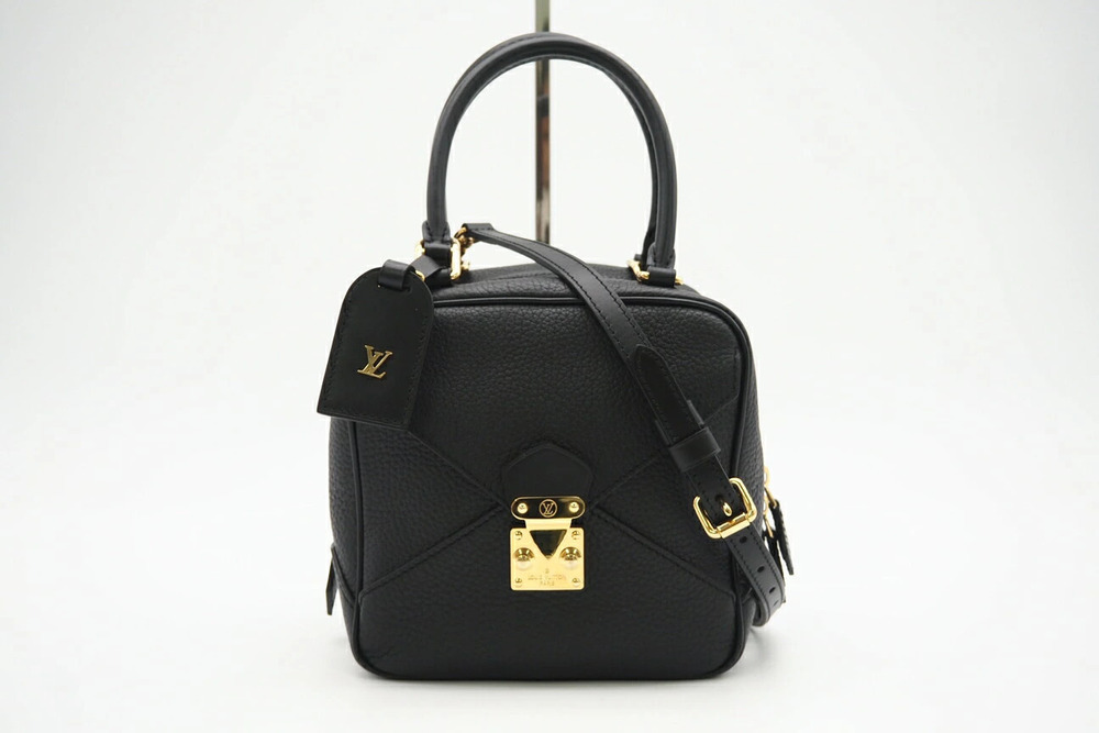 Louis Vuitton Taurillon Square Handbag Black Leather
